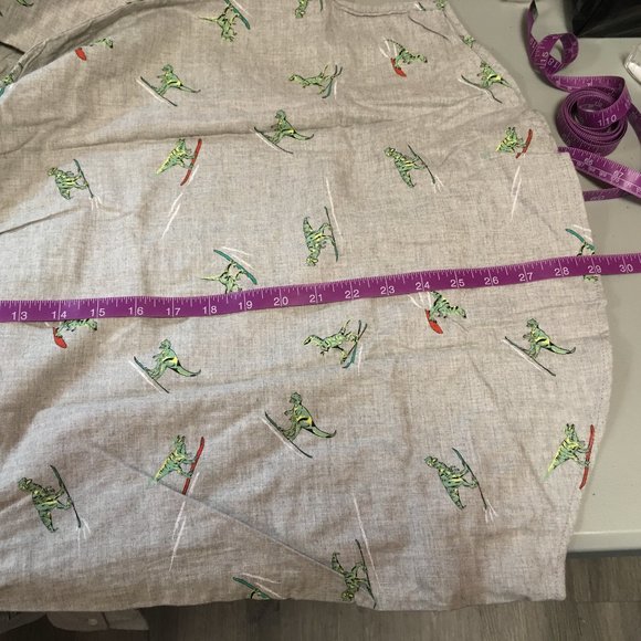 Boy’s Cat & Jack Gray Skiing Dinosaur Long Sleeve Button Down Shirt XLH (16) - Picture 8 of 8